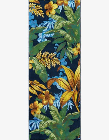2' 7 x 7' Easy-Clean Botanical Indoor / Outdoor Runner Rug