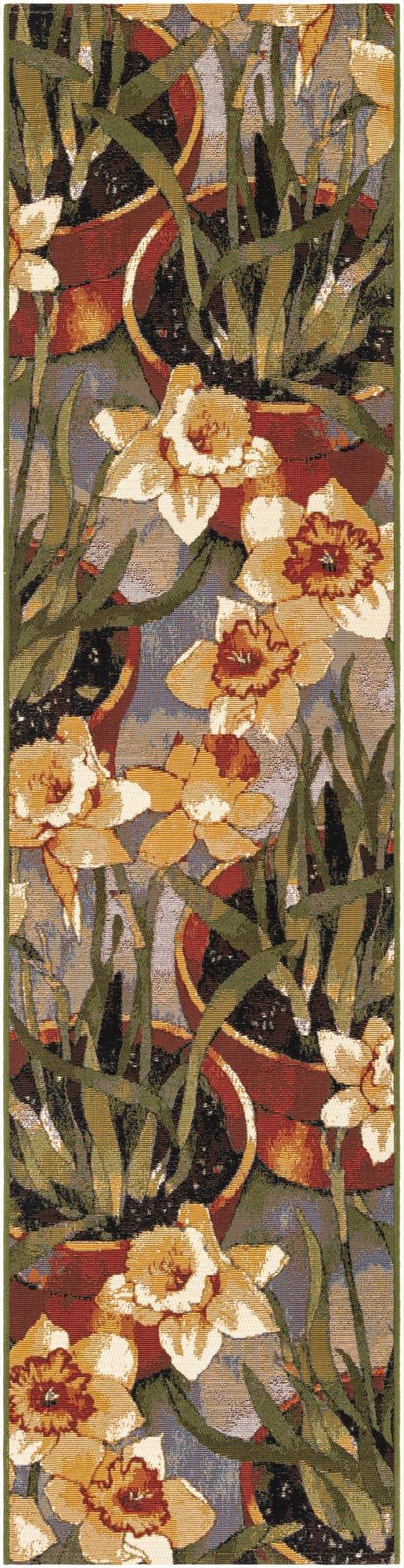 2' x 8'  Washable Botanical Indoor / Outdoor Runner Rug