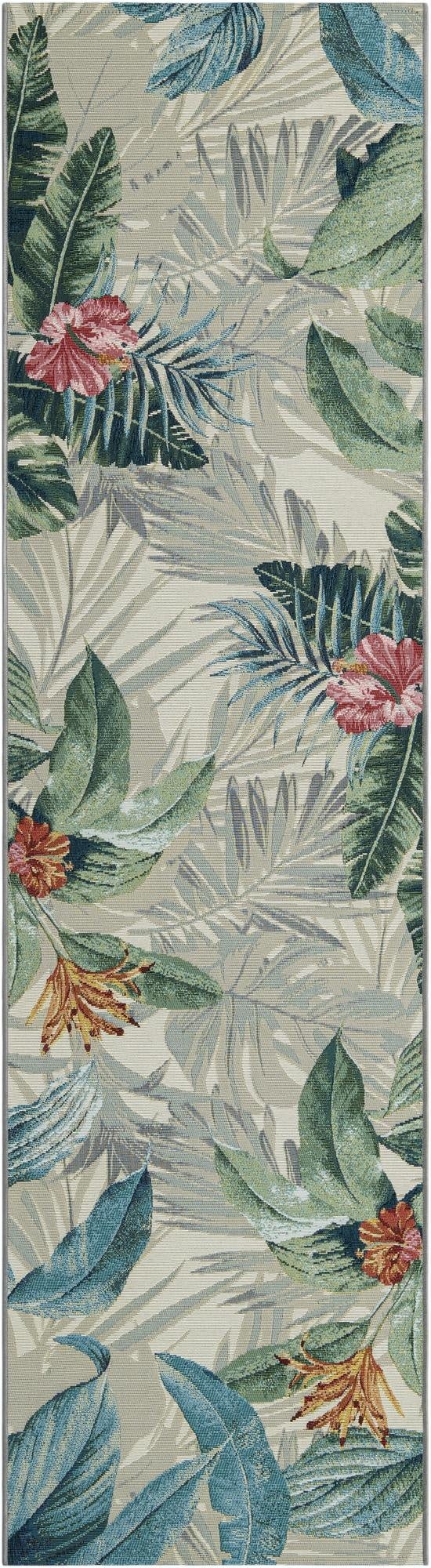 Primary image 2' 7 x 10'  Washable Botanical Indoor / Outdoor Runner Rug