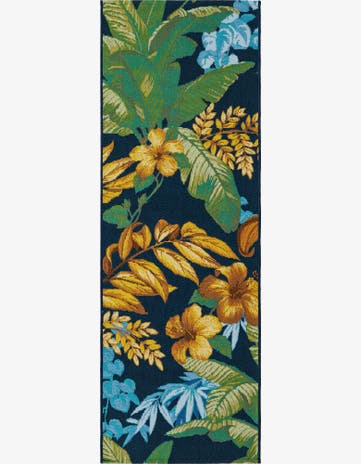 2' x 6' Easy-Clean Botanical Indoor / Outdoor Runner Rug