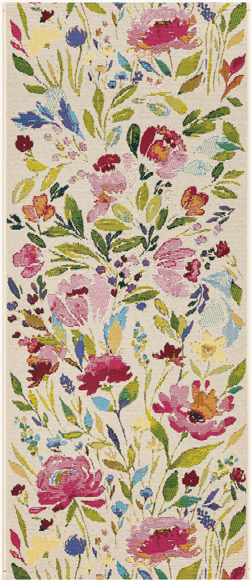 60cm x 155cm  Washable Botanical Indoor / Outdoor Pasillera Alfombra