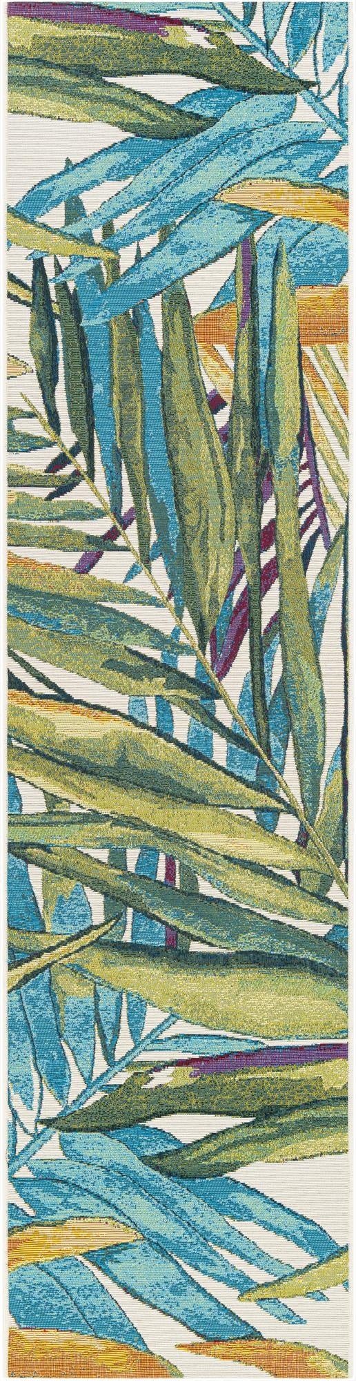 2' x 8'  Washable Botanical Indoor / Outdoor Runner Rug