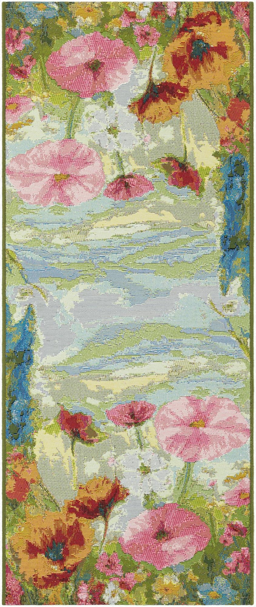 Primary image 2' x 5'  Washable Botanical Indoor / Outdoor Runner Rug