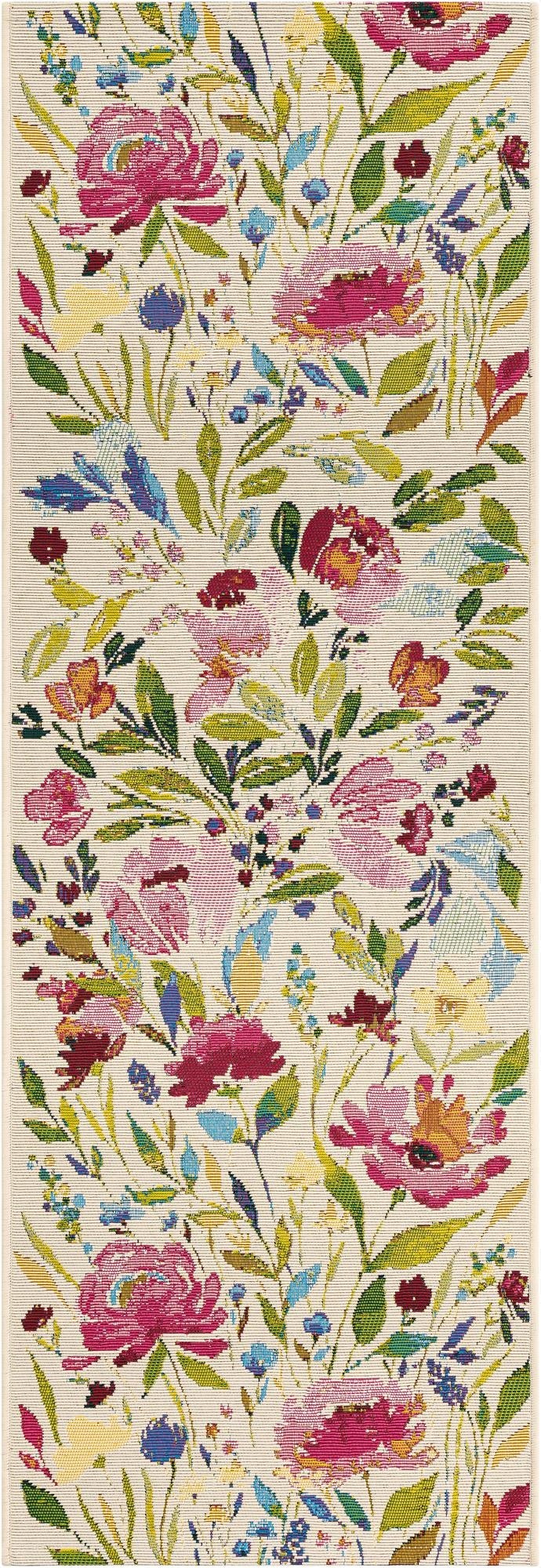 2' x 6'  Washable Botanical Indoor / Outdoor Runner Rug