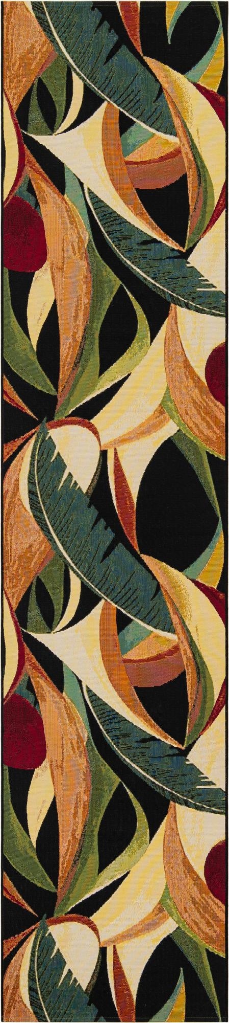 Primary image 2' 7 x 12'  Washable Botanical Indoor / Outdoor Runner Rug