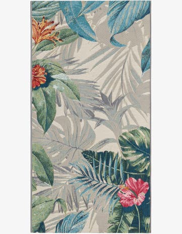2' 7 x 5' 3 Easy-Clean Botanical Indoor / Outdoor Runner Rug