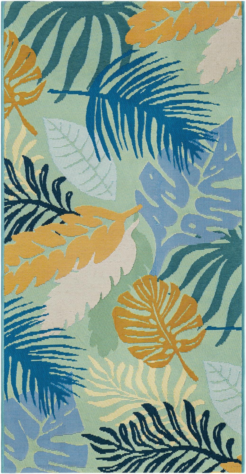 2' 7 x 5' 3  Washable Botanical Indoor / Outdoor Runner Rug