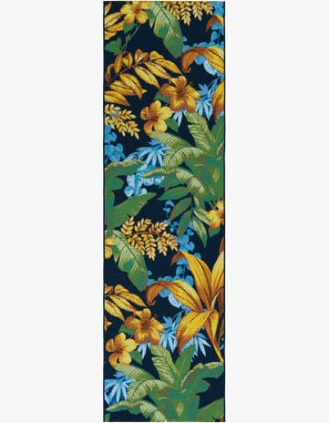 Easy-Clean Botanical Indoor / Outdoor Runner Rug