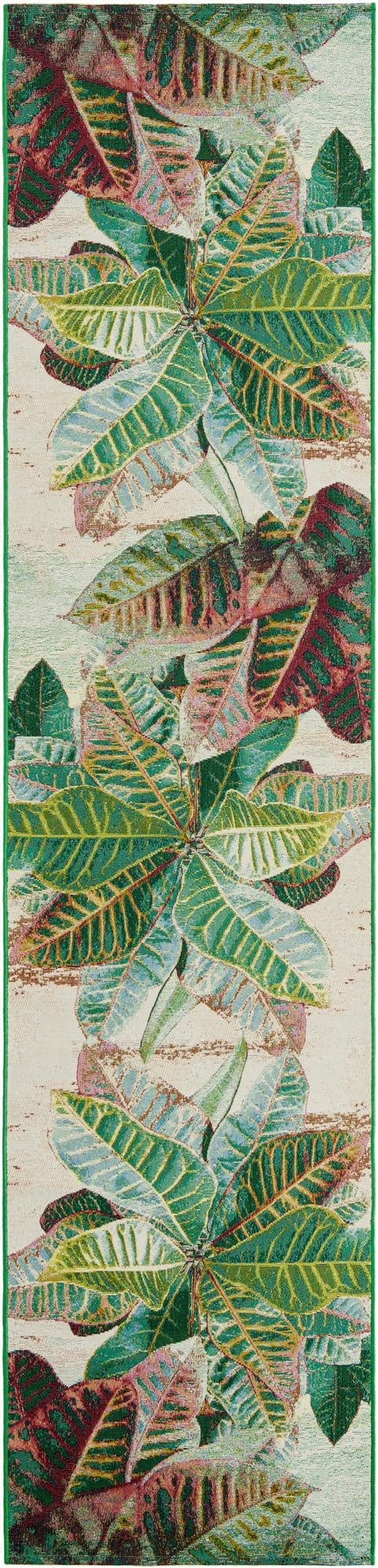 2' 7 x 12'  Washable Botanical Indoor / Outdoor Runner Rug