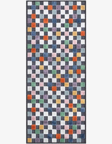 65cm x 160cm Easy-Clean Checkered Indoor / Outdoor Runner Rug