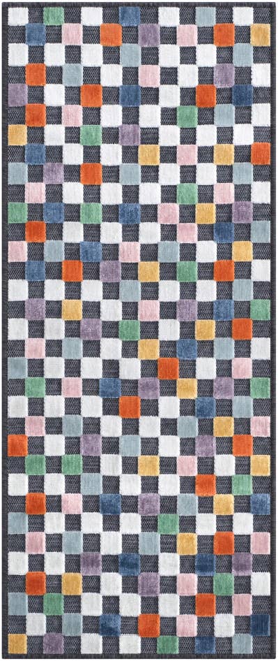 Detail image of 2' 2 x 5' 3 Easy-Clean Checkered Indoor / Outdoor Runner Rug