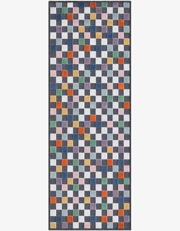 65cm x 185cm Easy-Clean Checkered Indoor / Outdoor Runner Rug