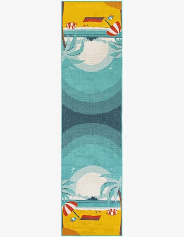 Easy-Clean Coastal Indoor / Outdoor Runner Rug