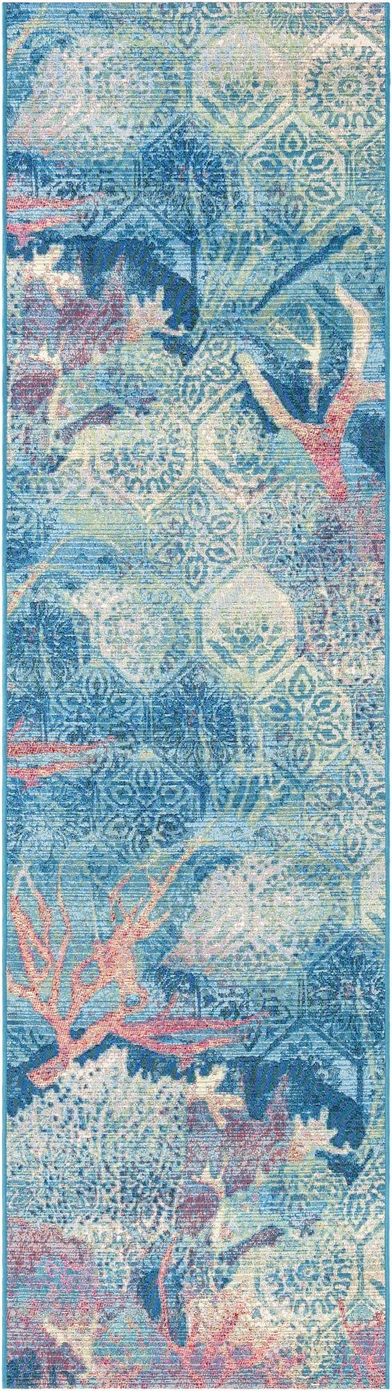 2' 7 x 10'  Washable Coastal Indoor / Outdoor Runner Rug