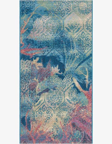 Easy-Clean Coastal Indoor / Outdoor Runner Rug