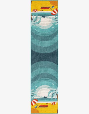 Easy-Clean Coastal Indoor / Outdoor Runner Rug