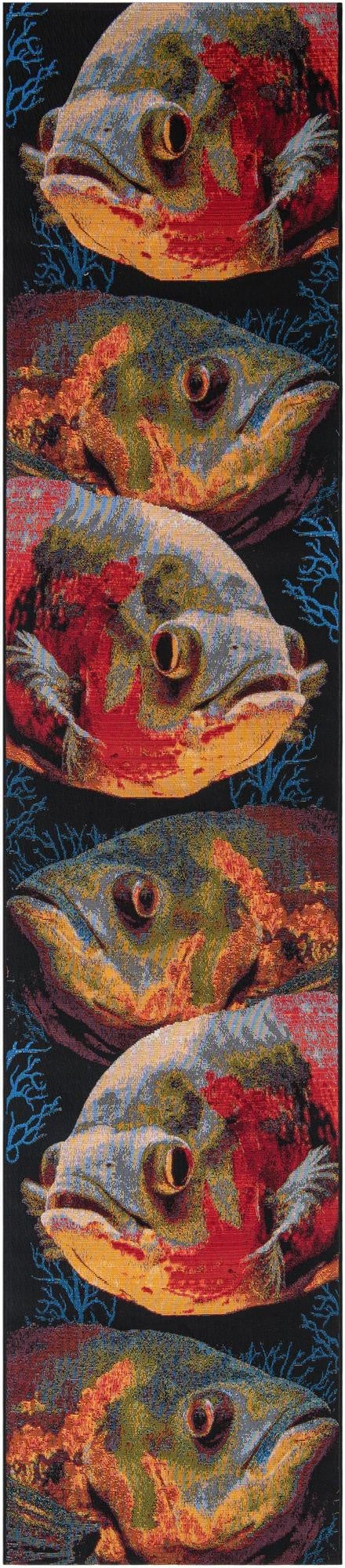 Primary image 2' 7 x 12'  Washable Coastal Indoor / Outdoor Runner Rug