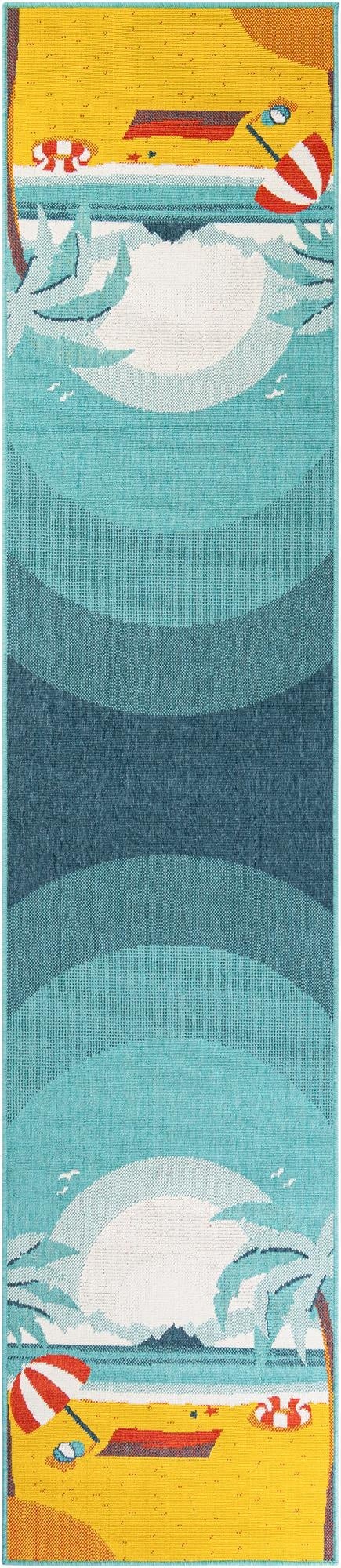 2' 7 x 12'  Washable Coastal Indoor / Outdoor Runner Rug