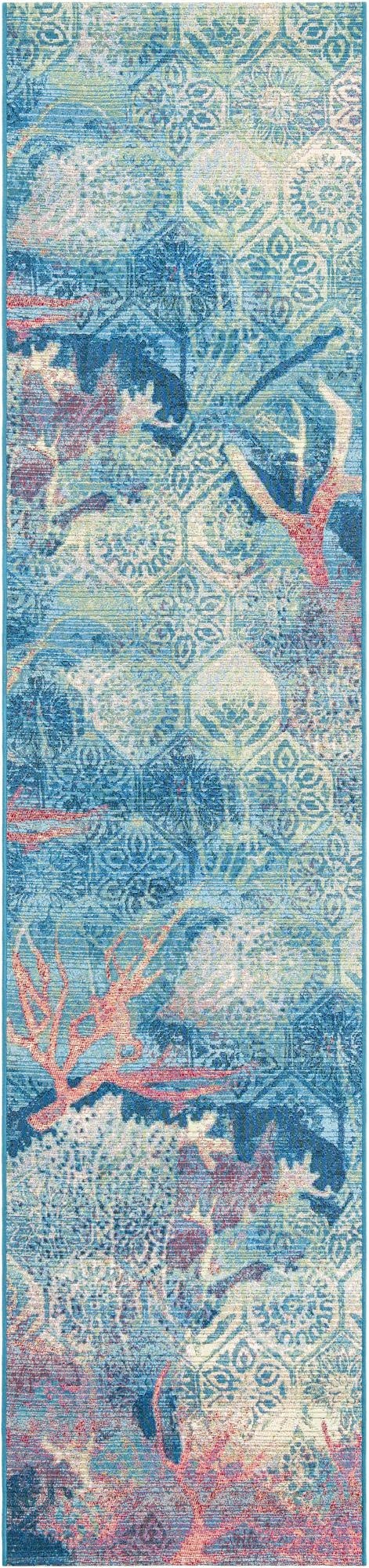 2' 7 x 12'  Washable Coastal Indoor / Outdoor Runner Rug