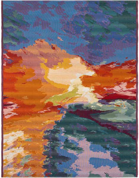 2' 7 x 12' Easy-Clean Modern Indoor / Outdoor Runner Rug