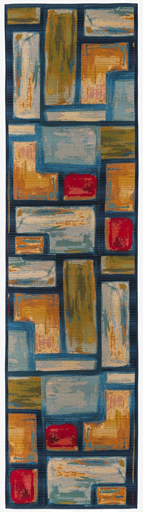 Primary image 2' 7 x 12'  Washable Modern Indoor / Outdoor Runner Rug