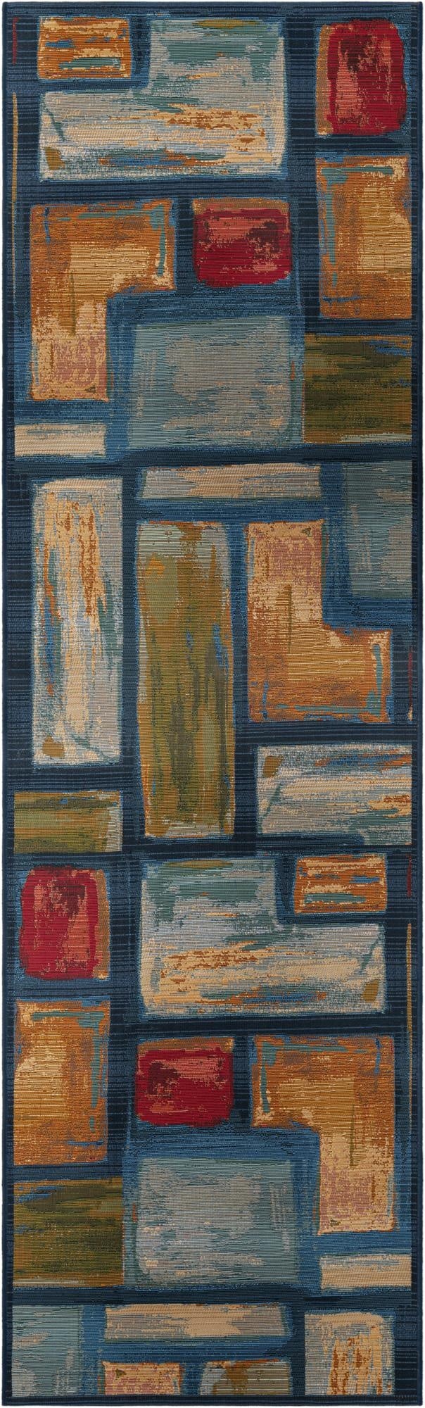 Primary image 2' 7 x 10'  Washable Modern Indoor / Outdoor Runner Rug