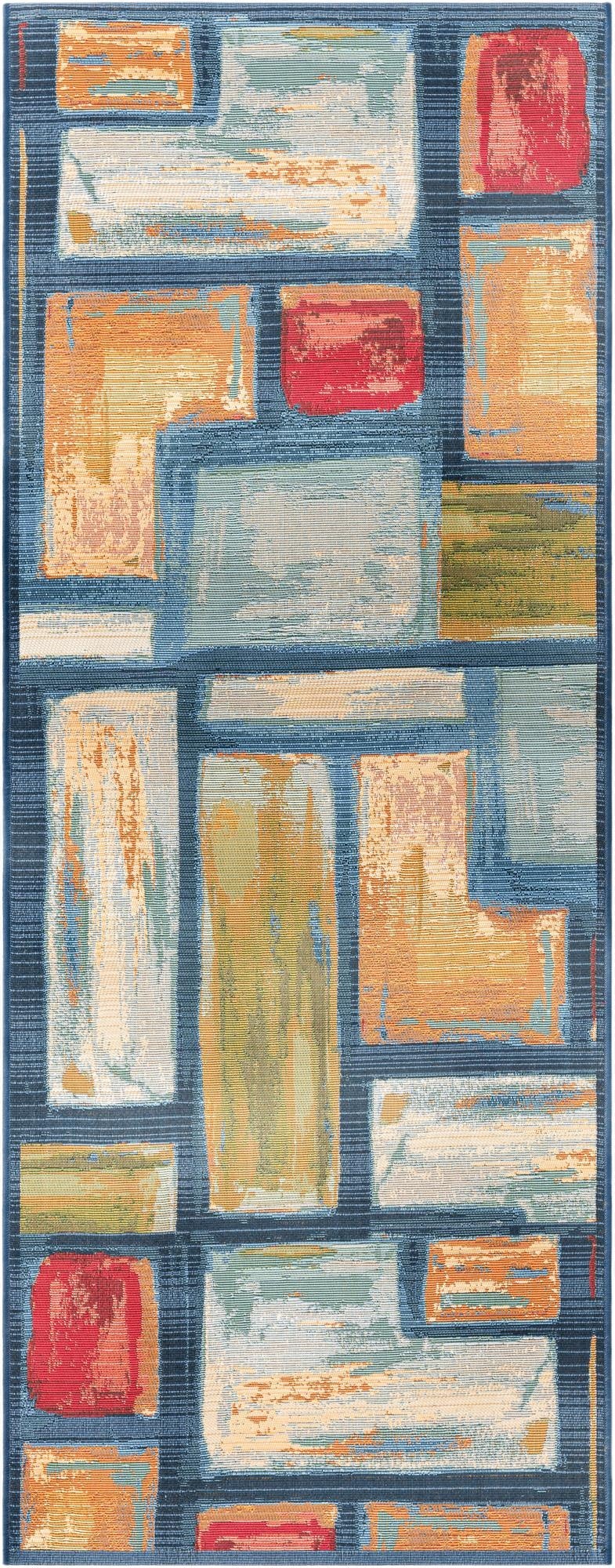 Primary image 2' 7 x 7'  Washable Modern Indoor / Outdoor Runner Rug