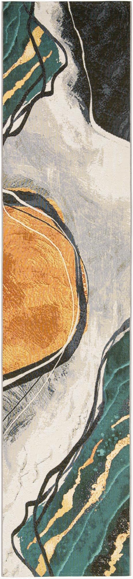 Primary image 2' 7 x 12'  Washable Modern Indoor / Outdoor Runner Rug