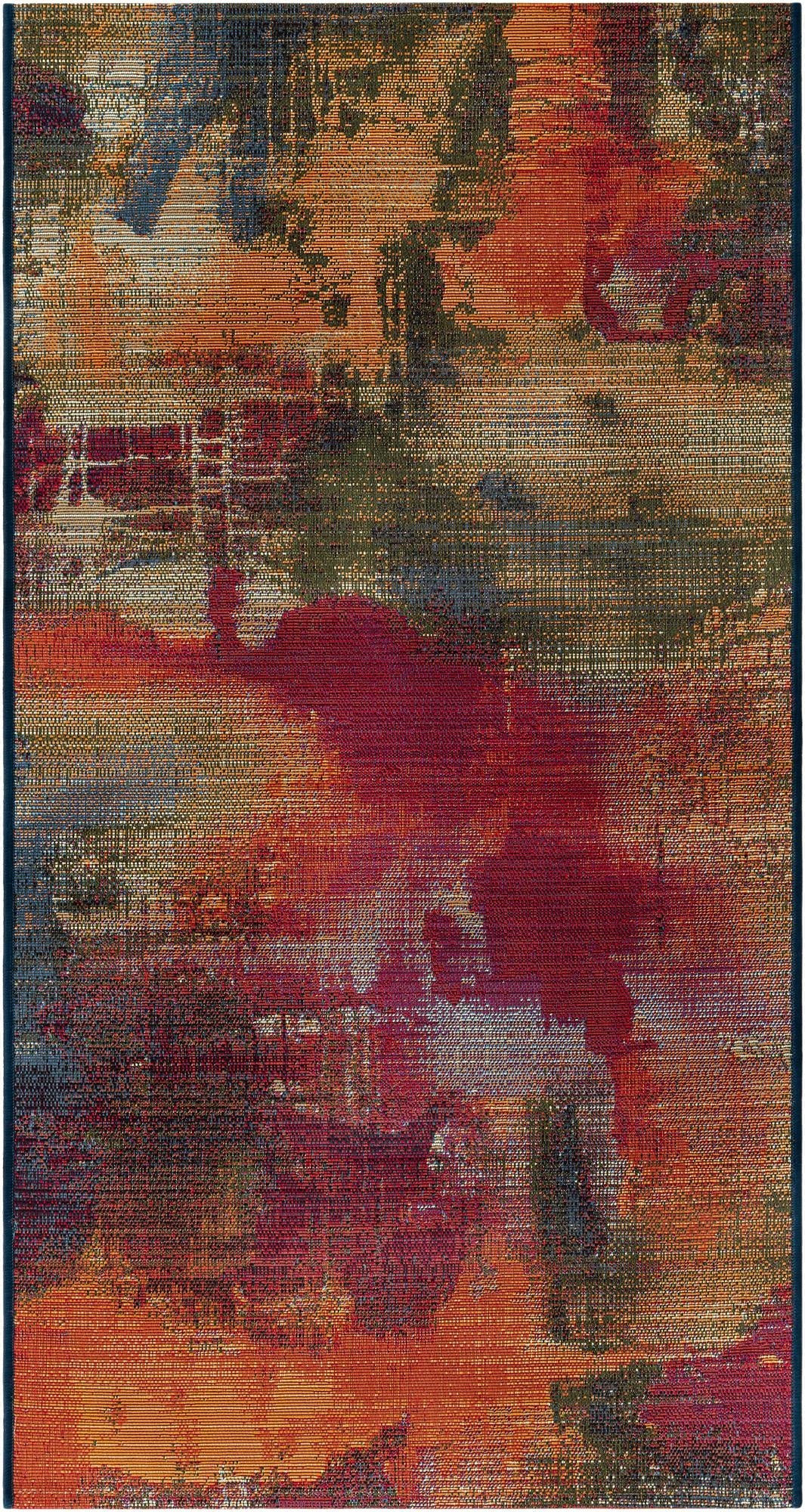 Primary image 2' 7 x 5' 3  Washable Modern Indoor / Outdoor Runner Rug