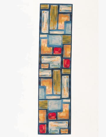 2' 7 x 11' Easy-Clean Modern Indoor / Outdoor Runner Rug