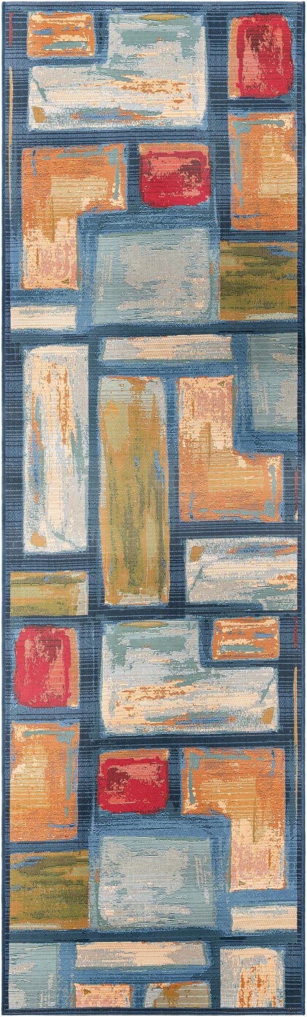 Primary image 2' 7 x 9'  Washable Modern Indoor / Outdoor Runner Rug