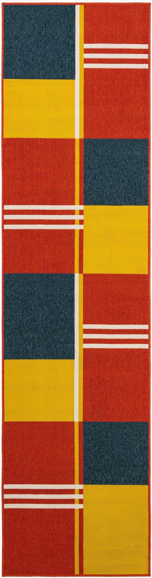 2' 7 x 10'  Washable Modern Indoor / Outdoor Runner Rug