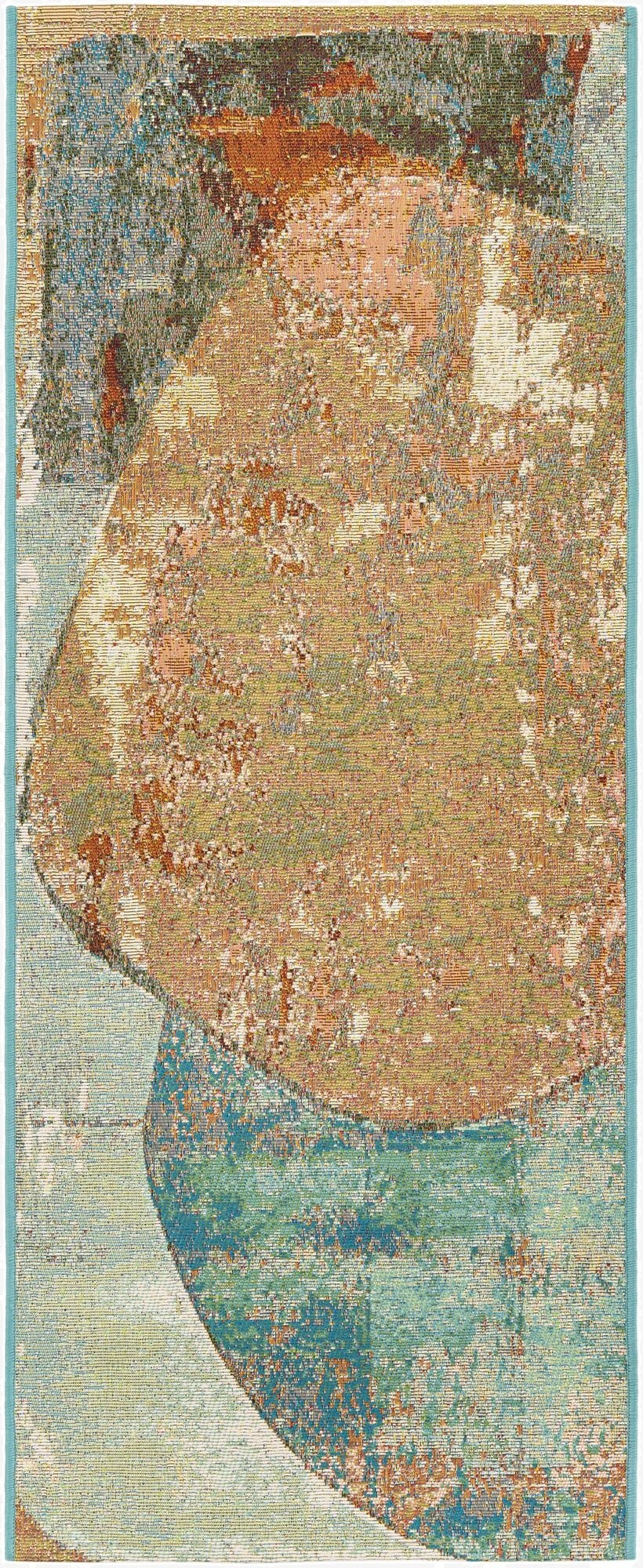 Primary image 2' x 5' 1  Washable Modern Indoor / Outdoor Runner Rug