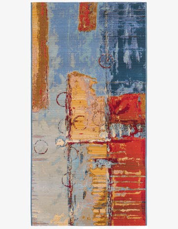 2' 7 x 5' 3 Easy-Clean Modern Indoor / Outdoor Runner Rug