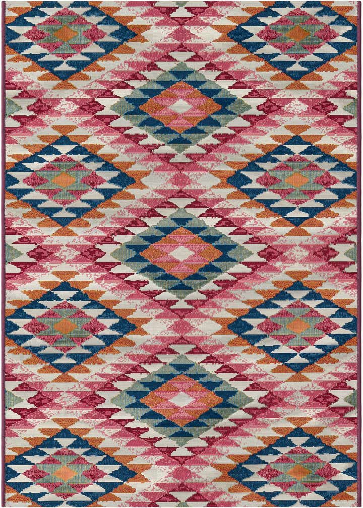 2' 7 x 5' 3 Easy-Clean Southwestern Indoor / Outdoor Runner Rug