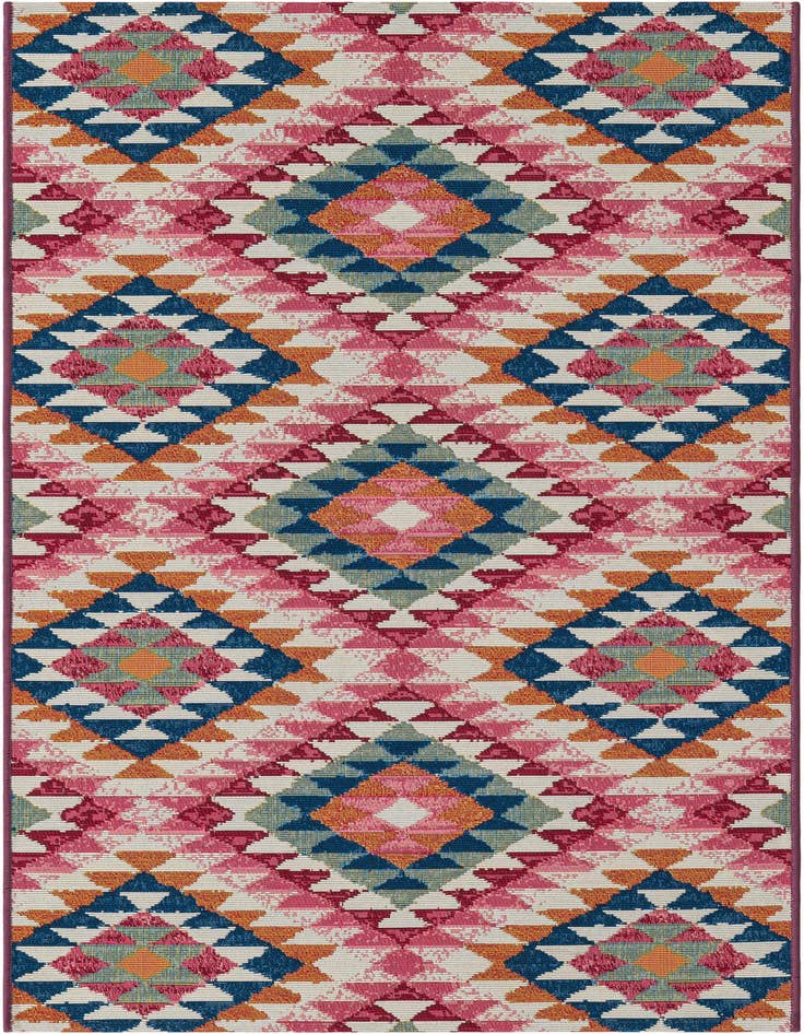 Detail image of 2' 7 x 5' 3 Easy-Clean Southwestern Indoor / Outdoor Runner Rug