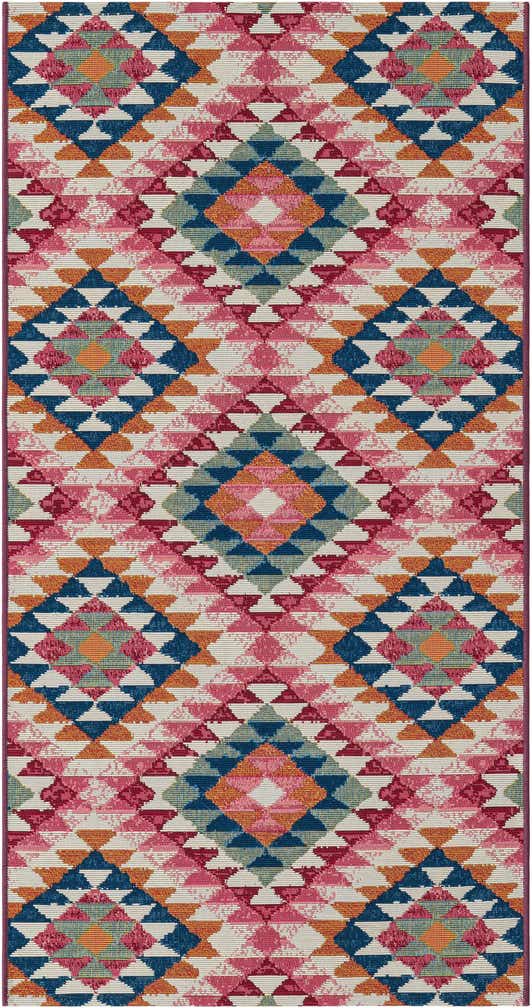 2' 7 x 5' 3 Easy-Clean Southwestern Indoor / Outdoor Runner Rug