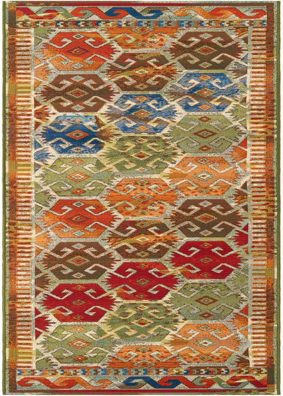 2' 7 x 10' Easy-Clean Southwestern Indoor / Outdoor Runner Rug