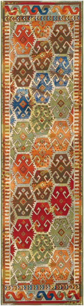 2' 7 x 10' Easy-Clean Southwestern Indoor / Outdoor Runner Rug