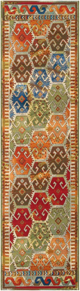 Detail image of 2' 7 x 10' Easy-Clean Southwestern Indoor / Outdoor Runner Rug