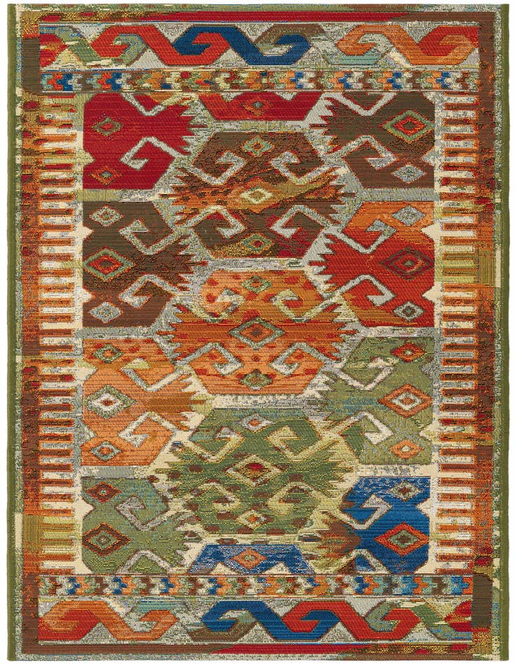 Detail image of 2' x 5' Easy-Clean Southwestern Indoor / Outdoor Runner Rug