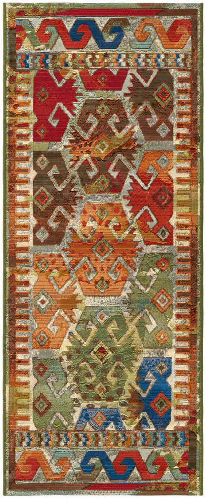 2' x 5' Easy-Clean Southwestern Indoor / Outdoor Runner Rug