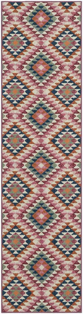 2' 7 x 10' Easy-Clean Southwestern Indoor / Outdoor Runner Rug