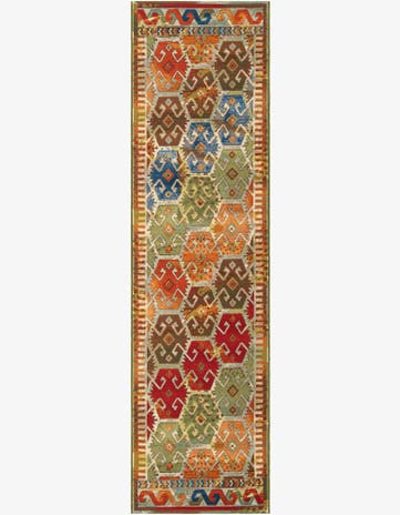 2' 7 x 10' Easy-Clean Southwestern Indoor / Outdoor Runner Rug