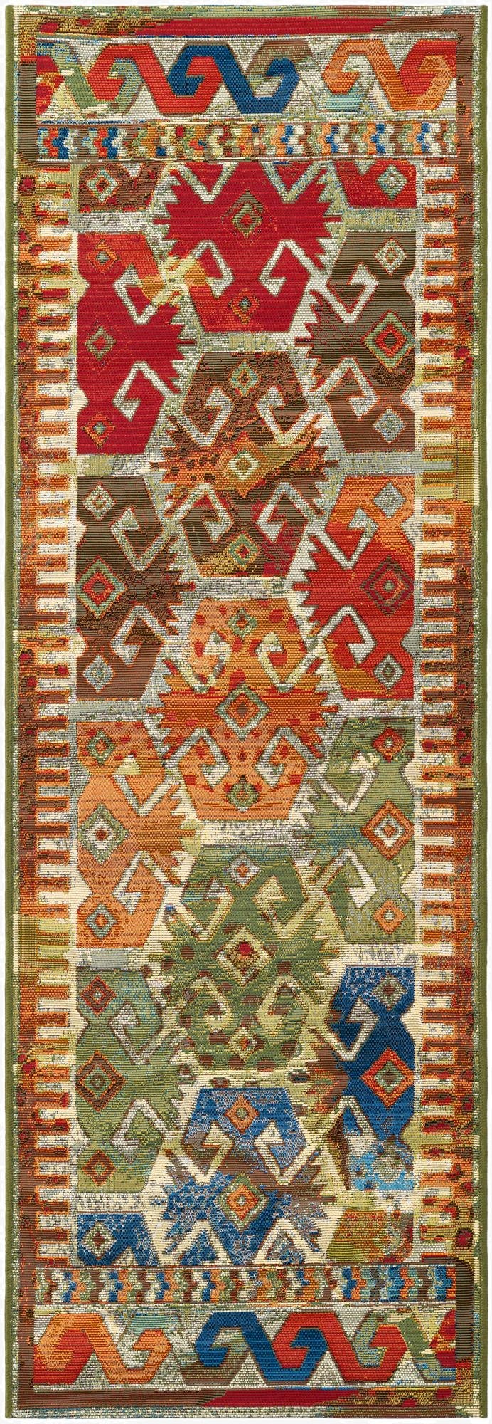 2' x 6'  Washable Southwestern Indoor / Outdoor Runner Rug