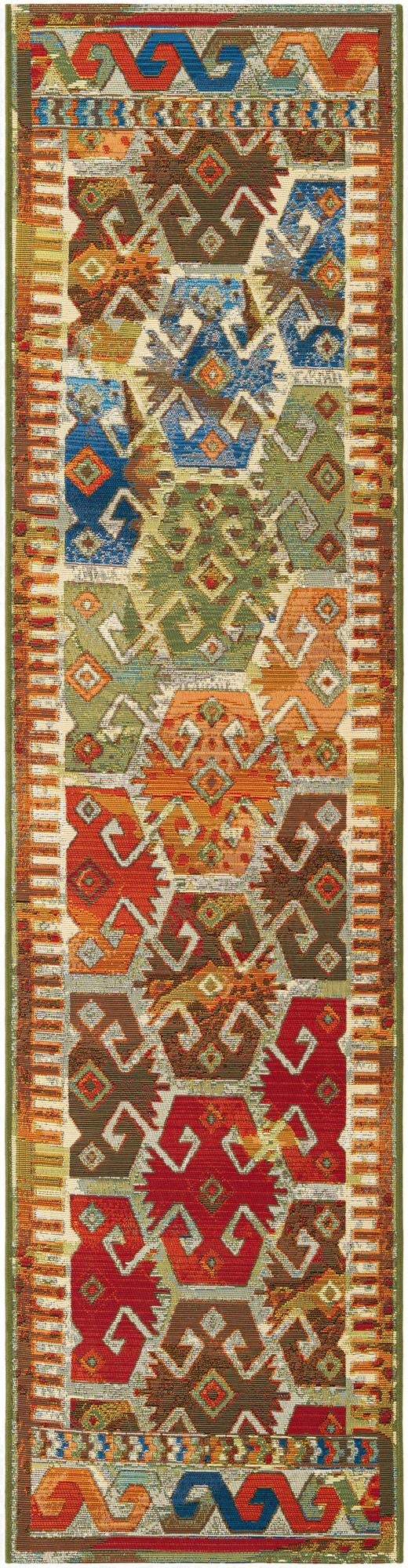 2' x 8'  Washable Southwestern Indoor / Outdoor Runner Rug