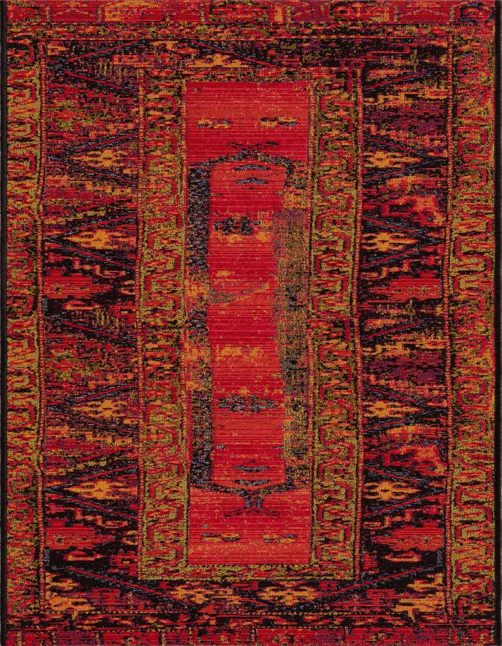 Detail image of 2' x 6' Easy-Clean Tribal Indoor / Outdoor Runner Rug