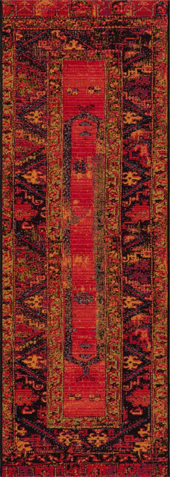 Detail image of 2' x 6' Easy-Clean Tribal Indoor / Outdoor Runner Rug