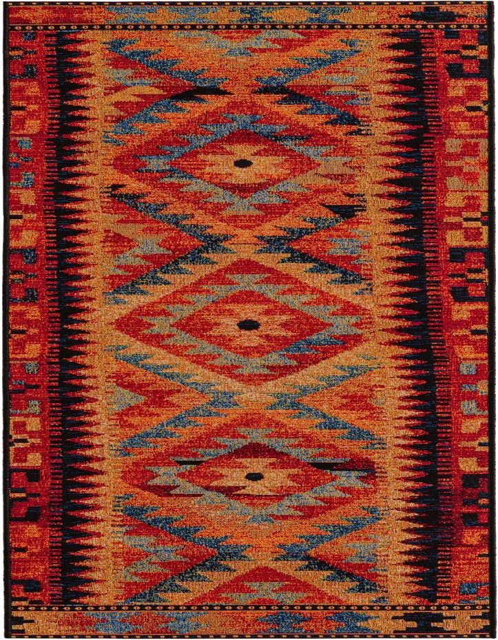 Detail image of 2' x 6' Easy-Clean Tribal Indoor / Outdoor Runner Rug