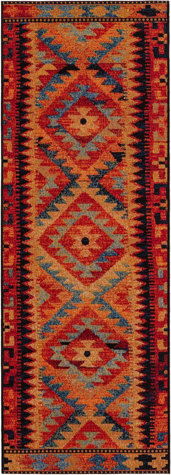 Detail image of 2' x 6' Easy-Clean Tribal Indoor / Outdoor Runner Rug